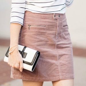 Blush corduroy zipper pocket skirt